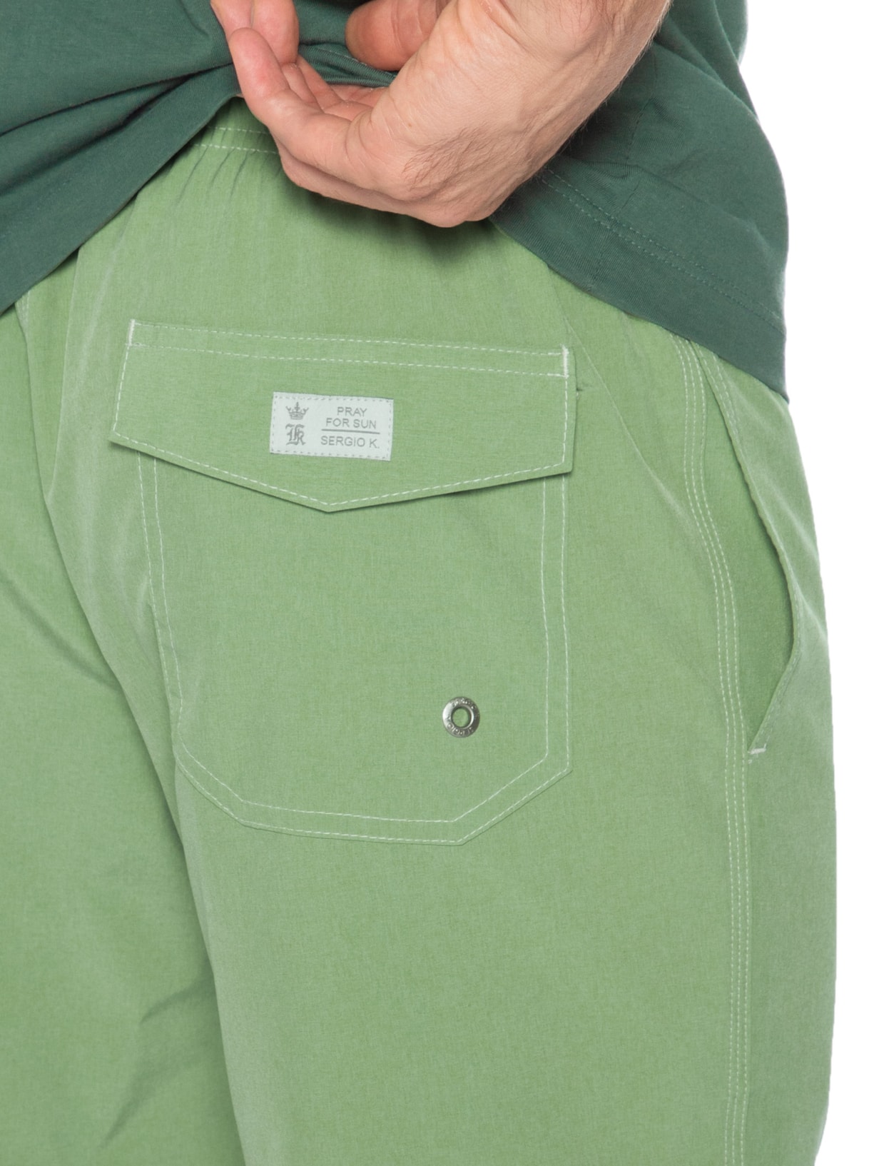 Shorts Praia Masculino Com Friso Verde Sergio K