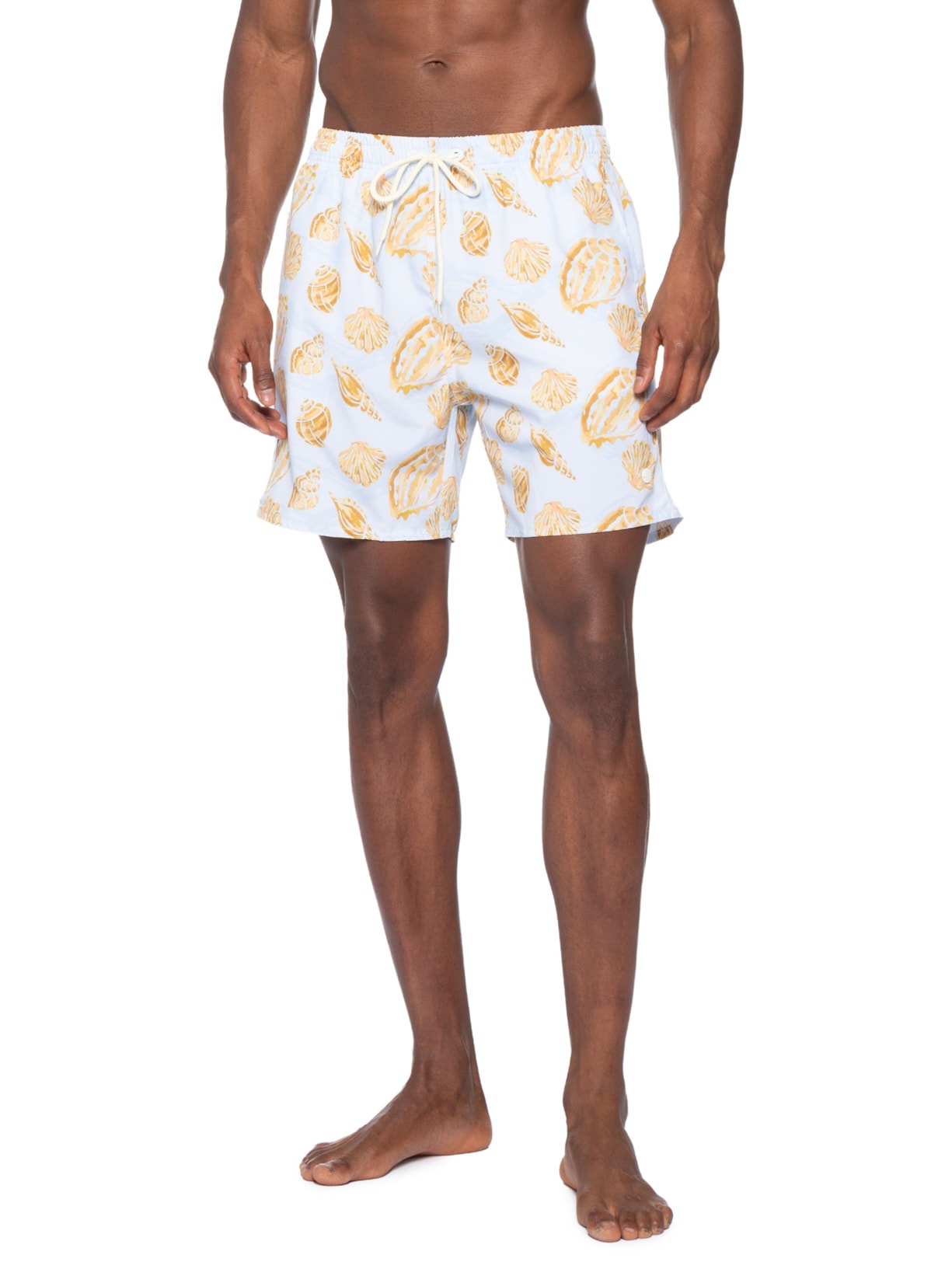 Shorts Praia Masculino Estampado Golden Shell – Azul Sergio K