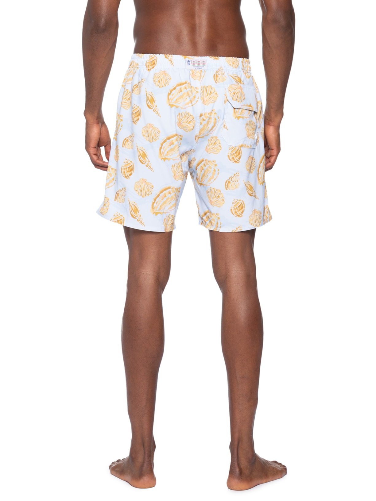 Shorts Praia Masculino Estampado Golden Shell – Azul Sergio K