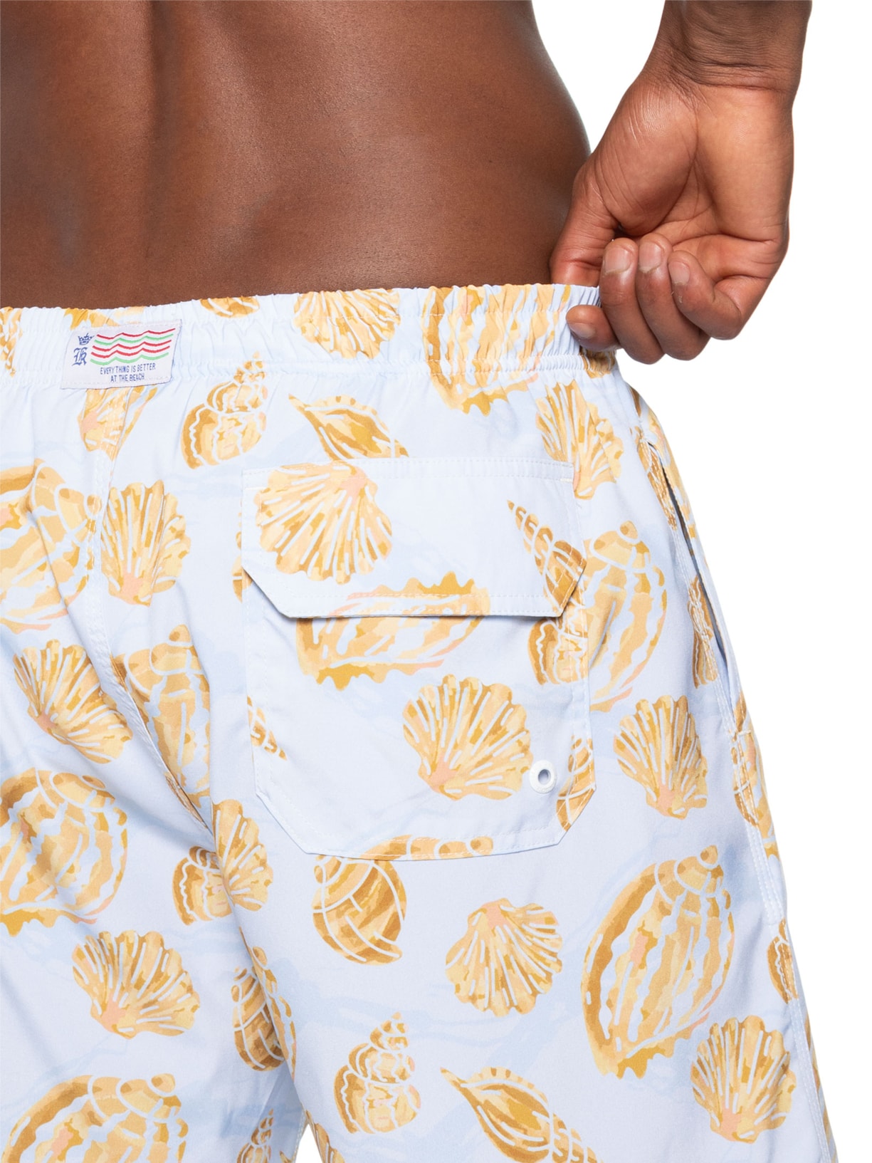 Shorts Praia Masculino Estampado Golden Shell – Azul Sergio K