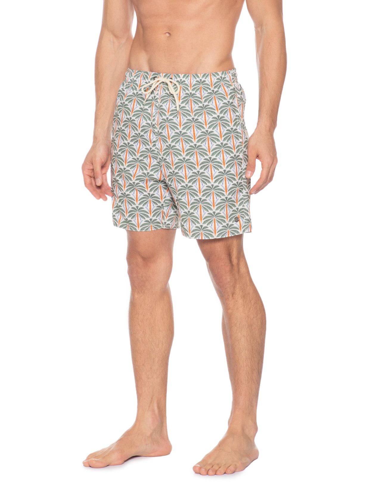Shorts Praia Masculino Estampado Palm Color Verde Sergio K