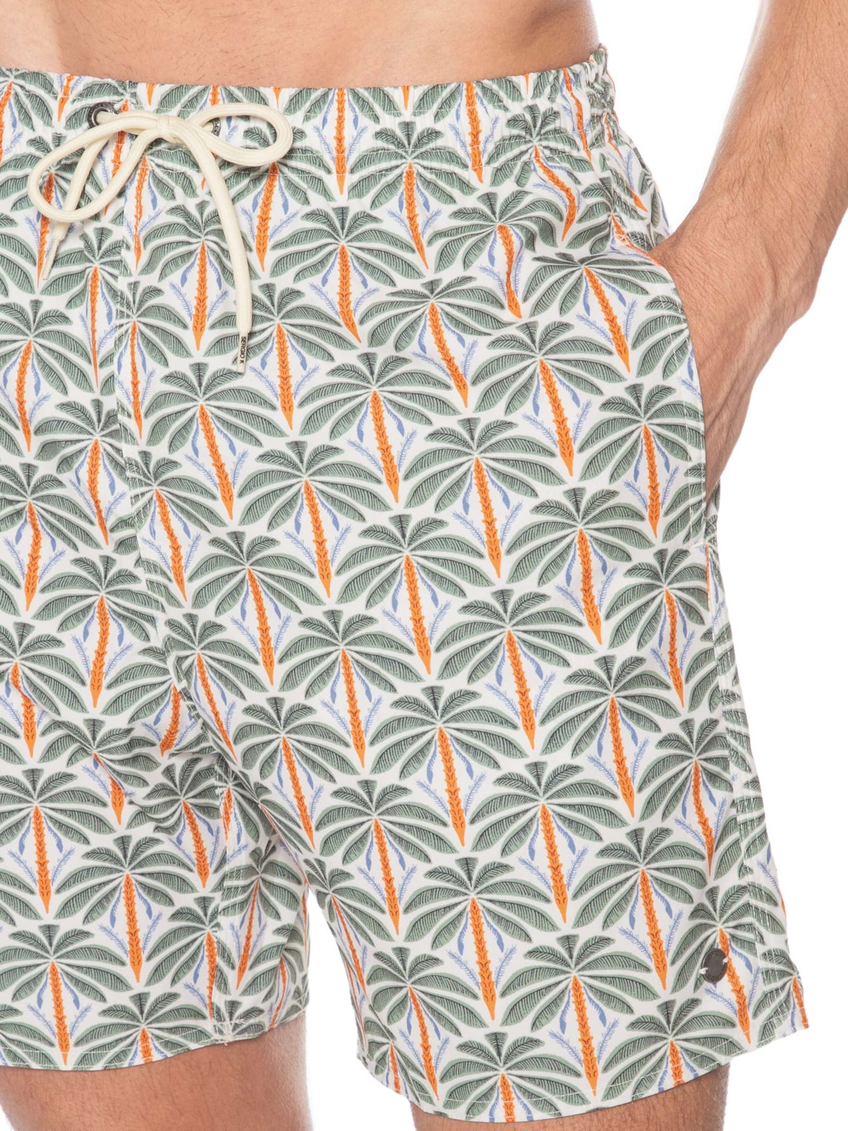 Shorts Praia Masculino Estampado Palm Color Verde Sergio K