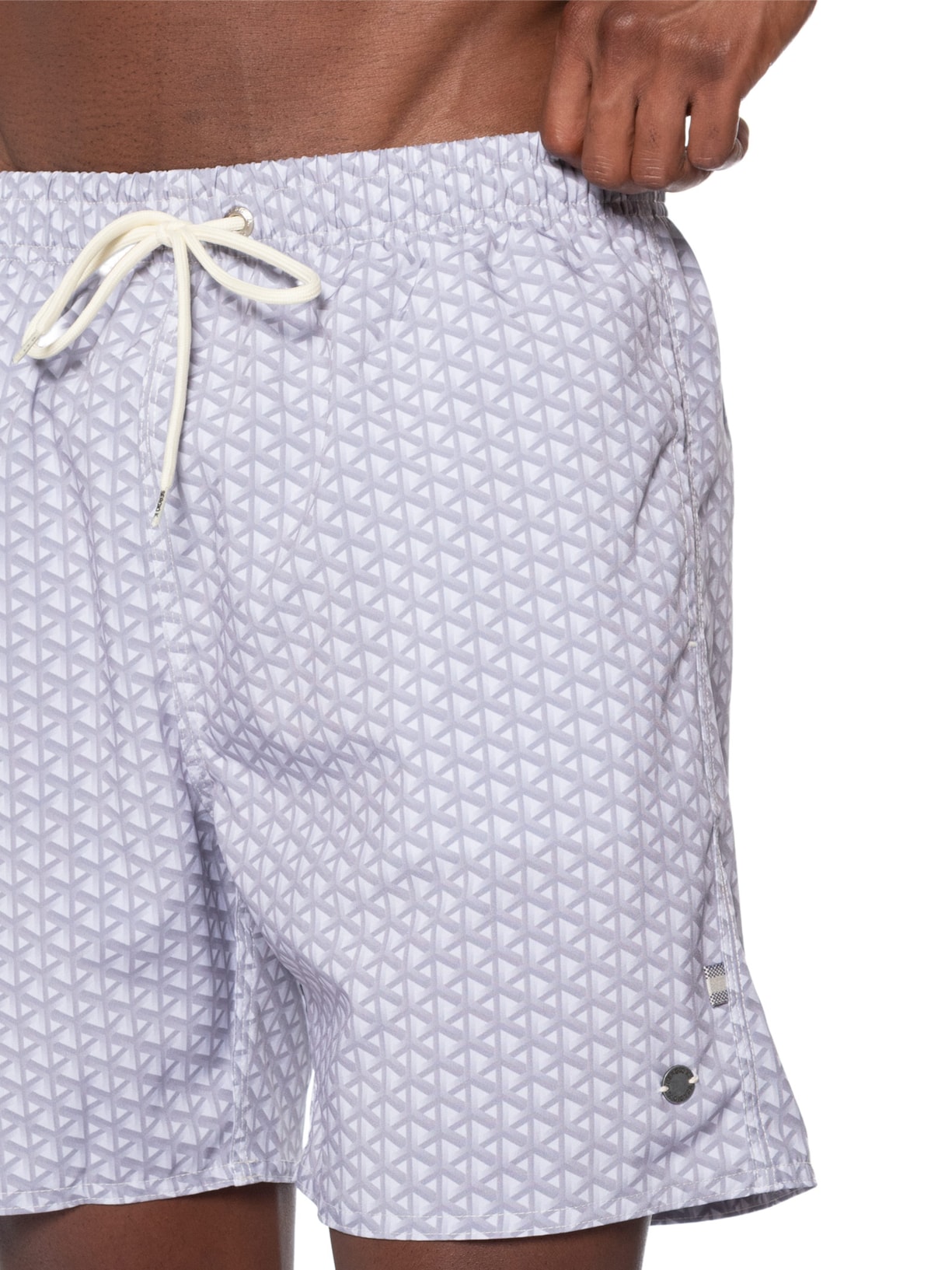 Shorts Praia Masculino Estampado Treliça – Cinza Sergio K