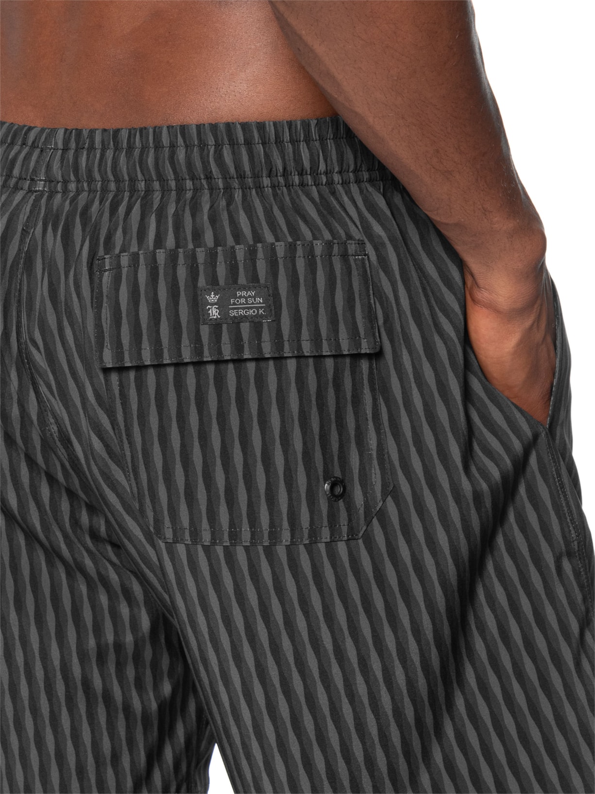 Shorts Praia Masculino Listrado All Black – Preto Sergio K