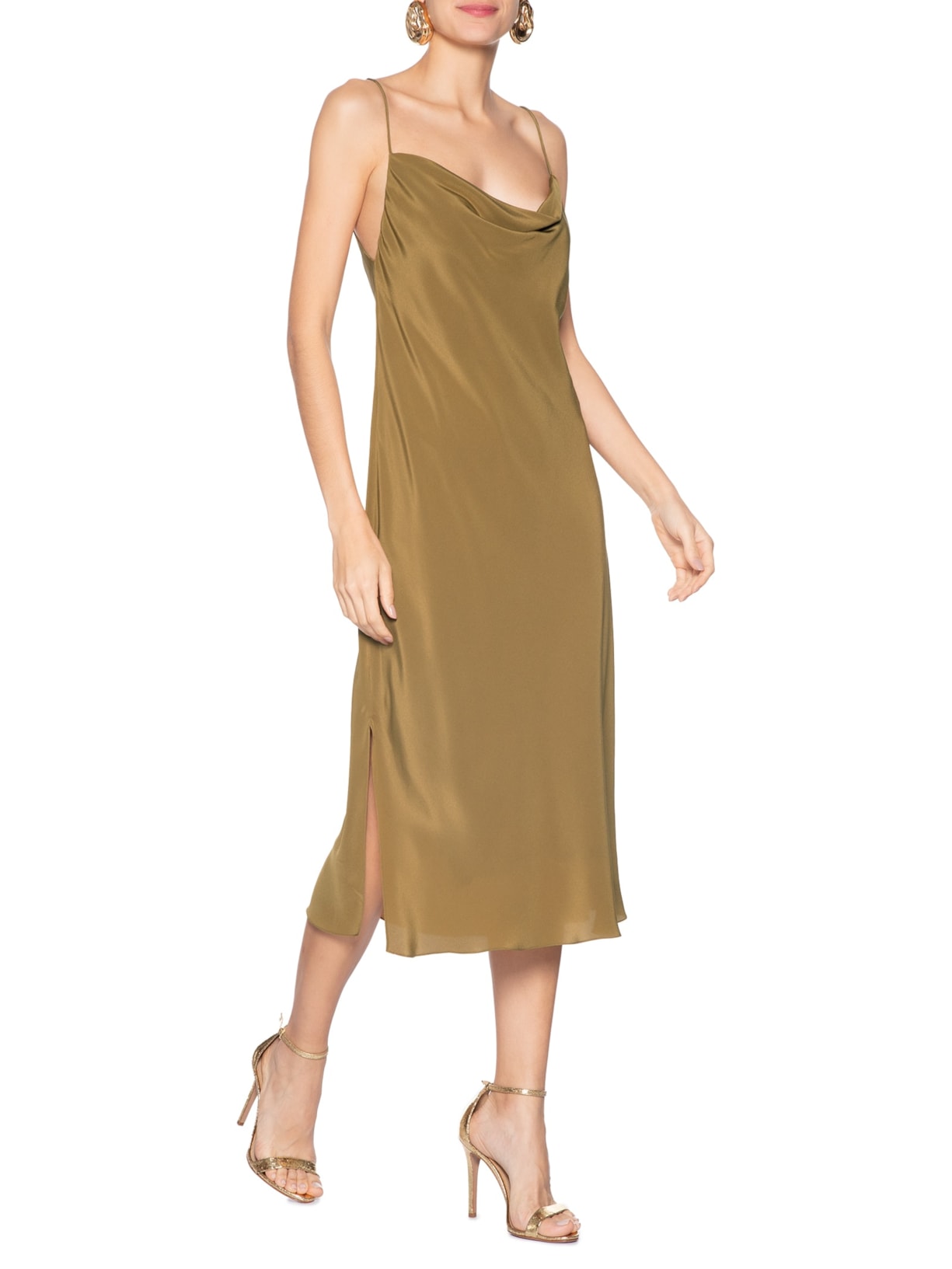 Slip Dress Seda Degagê Antique Verde Animale