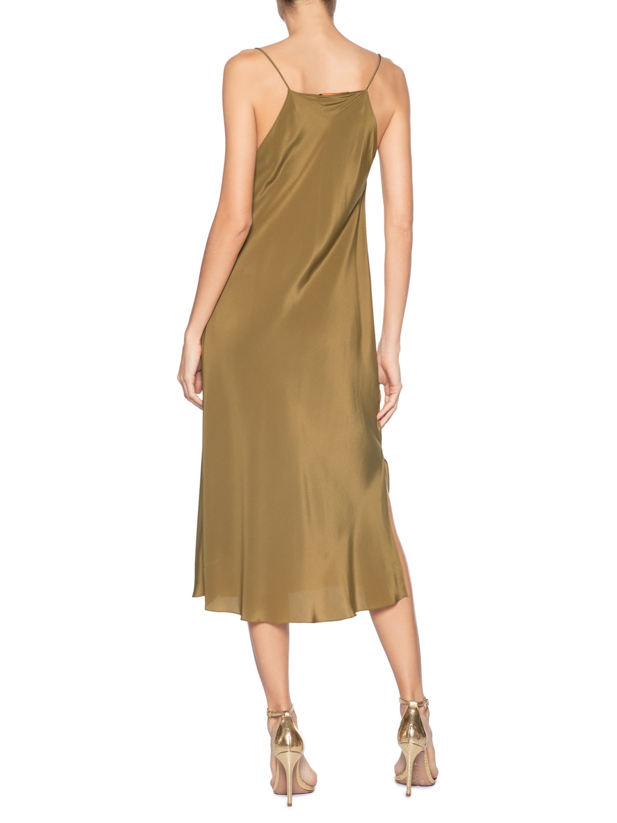 Slip Dress Seda Degagê Antique Verde Animale