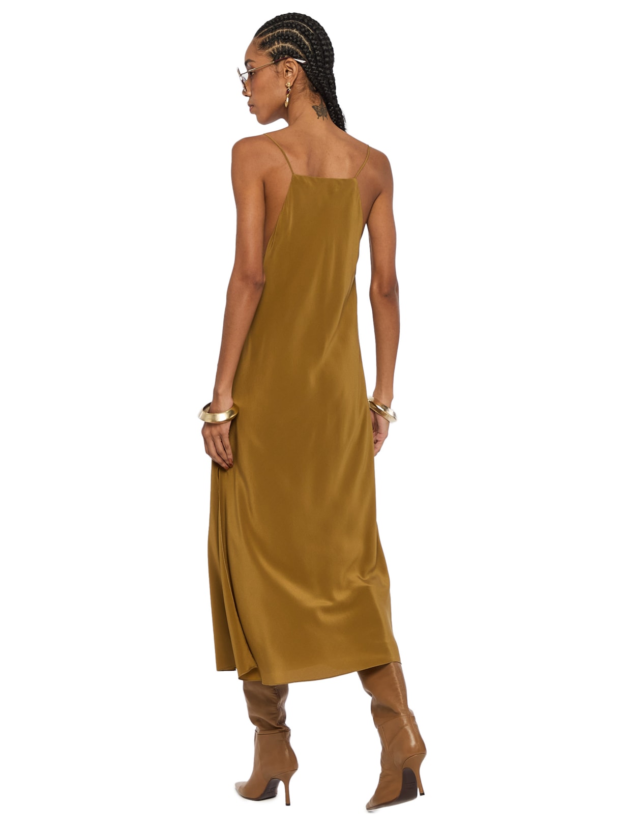 Slip Dress Seda Degagê Antique Verde Animale