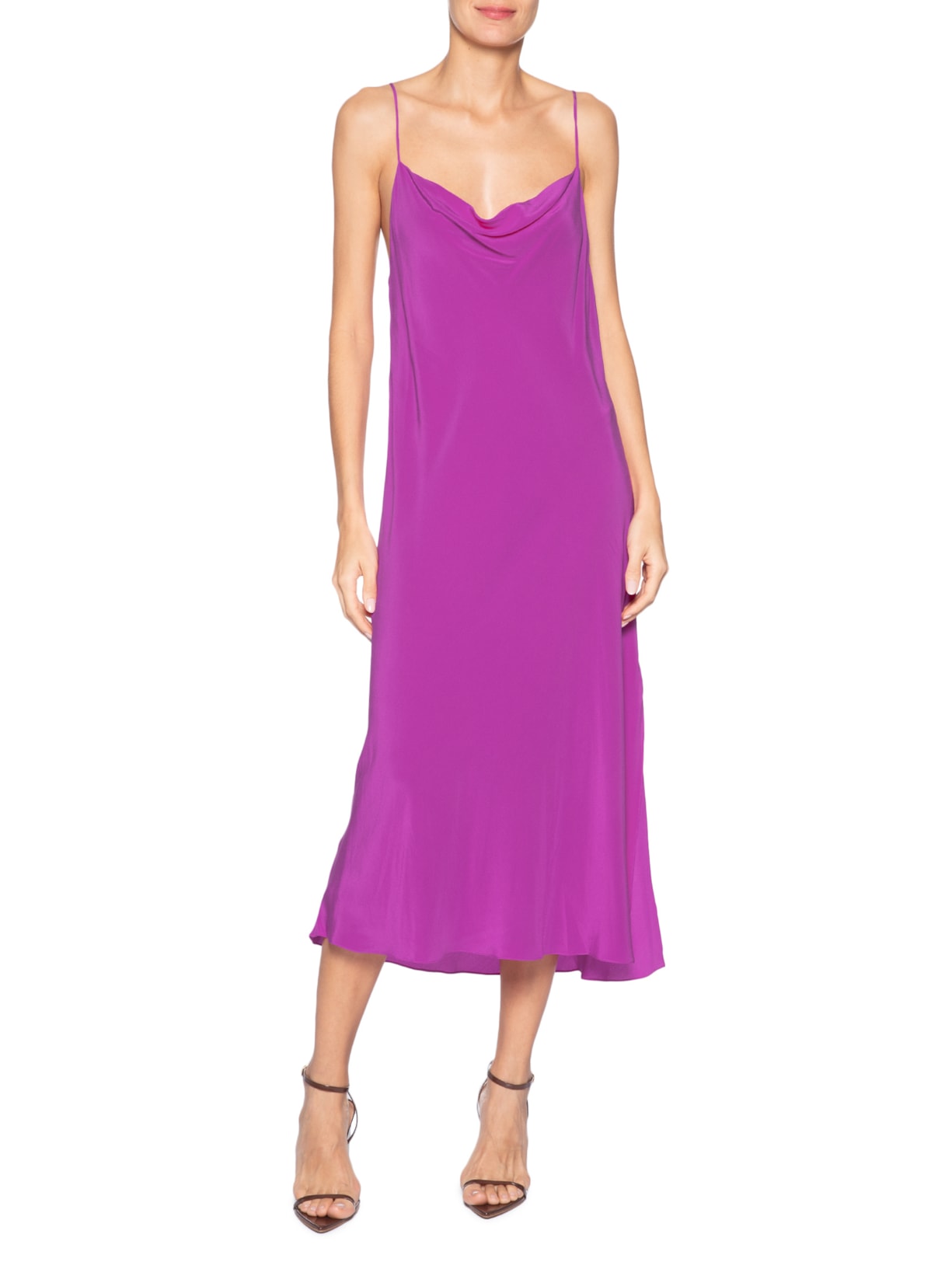 Slip Dress Seda Degagê Rosa Animale