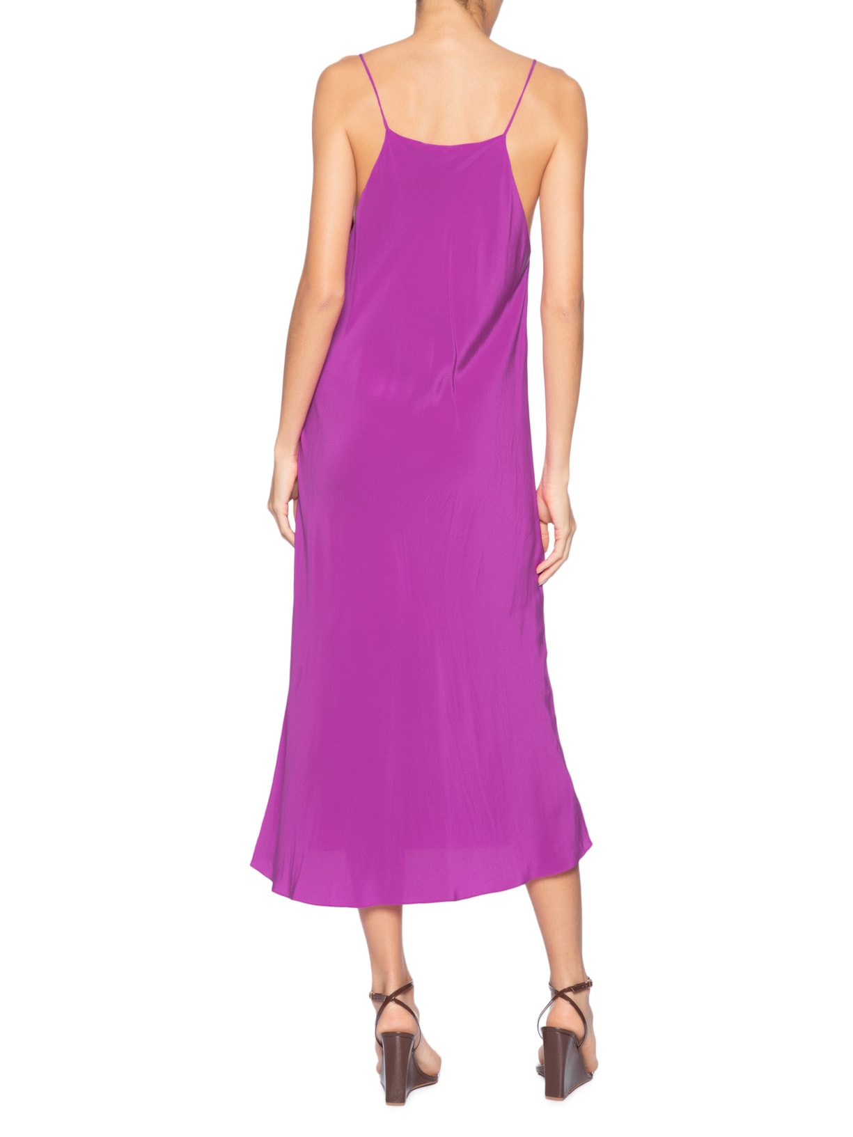 Slip Dress Seda Degagê Rosa Animale