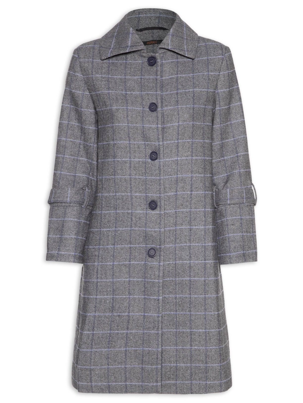 Sobretudo Feminino Chevron Com Listras - Cinza