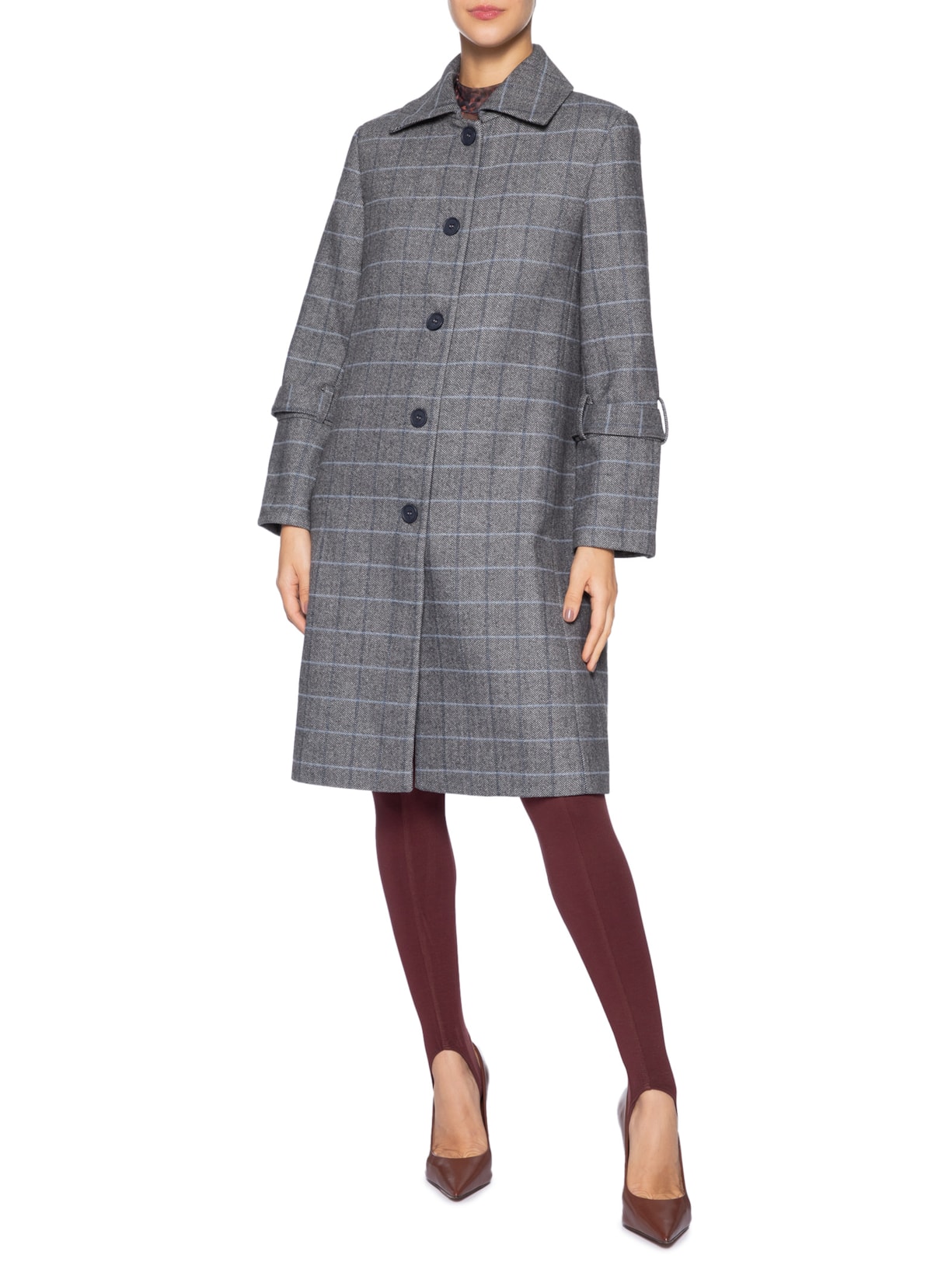 Sobretudo Feminino Chevron Com Listras Cinza Animale