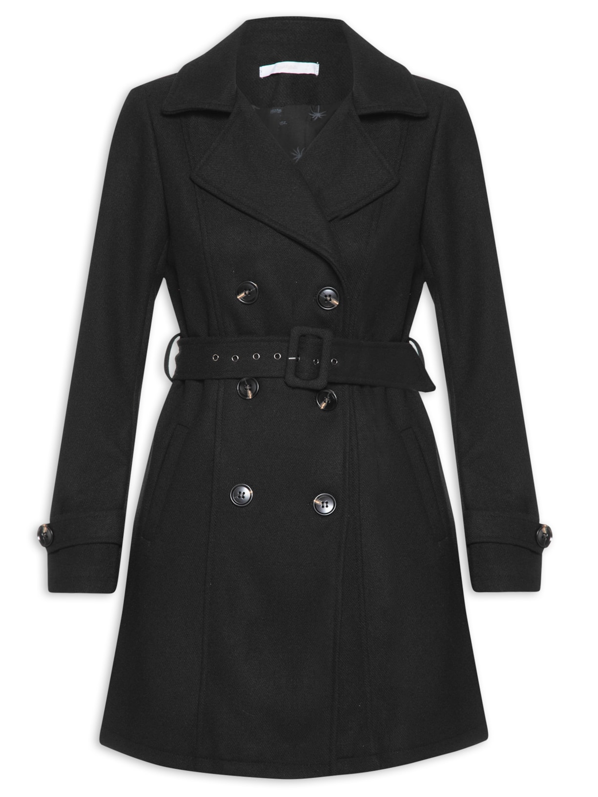 Sobretudo Feminino Lã Batida Preto