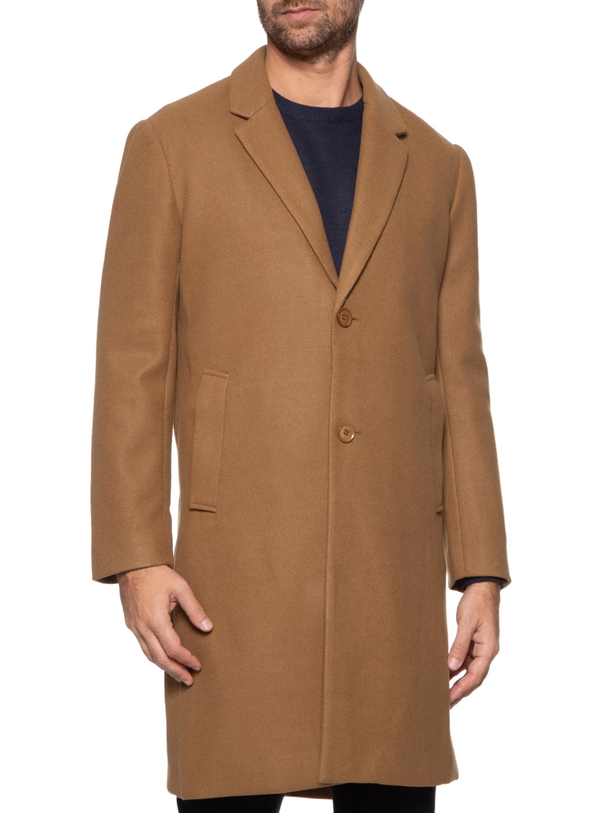 Sobretudo Masculino Longo Lã Clássico 2Essential Marrom