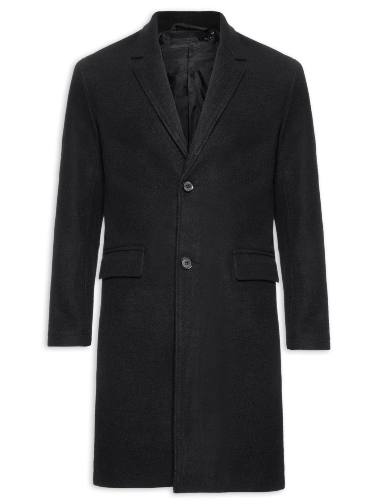 Sobretudo Masculino Longo Lã Clássico - Preto