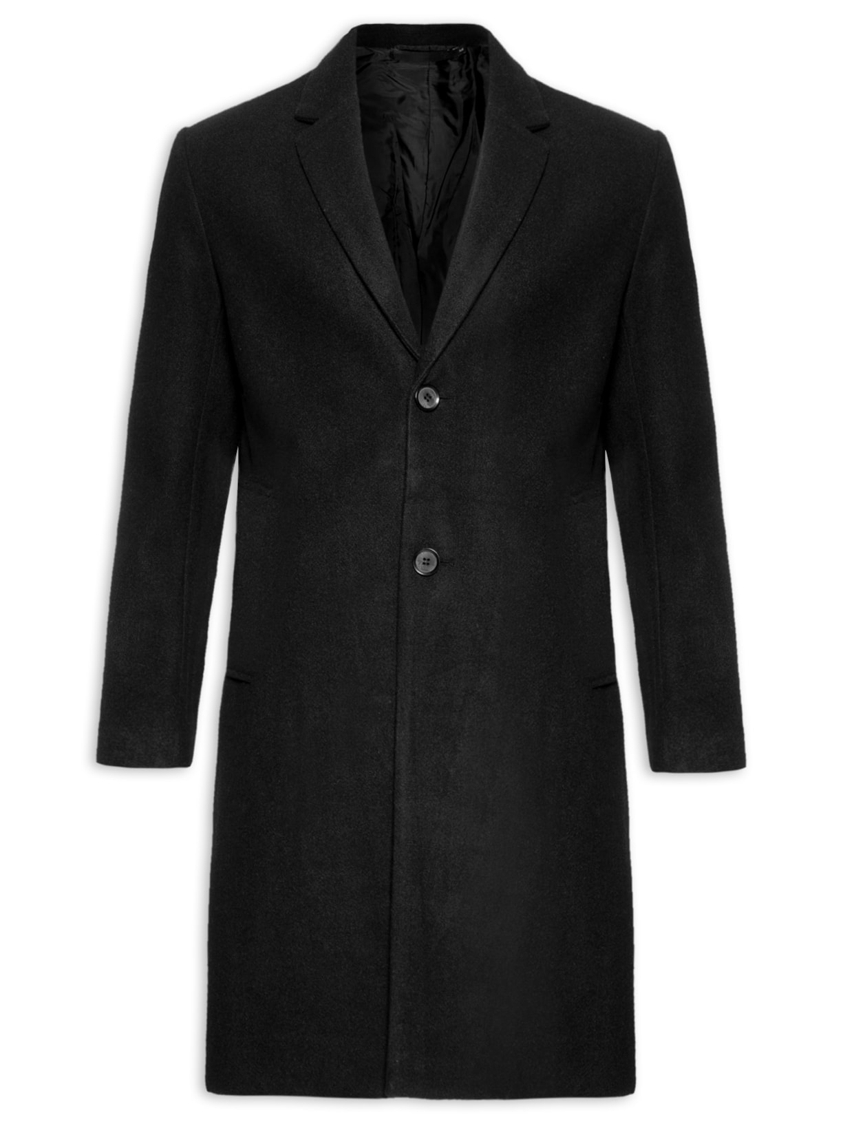 Sobretudo Masculino Longo Lã Clássico - Preto