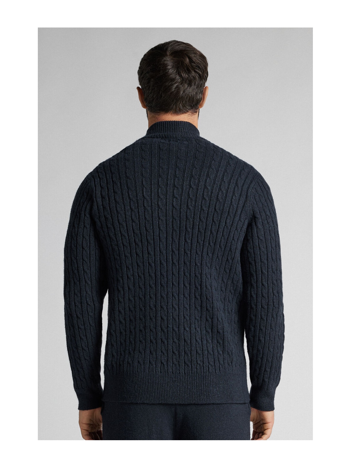 Suéter Em Tricô Trançado e Zíper Azul Intimissimi