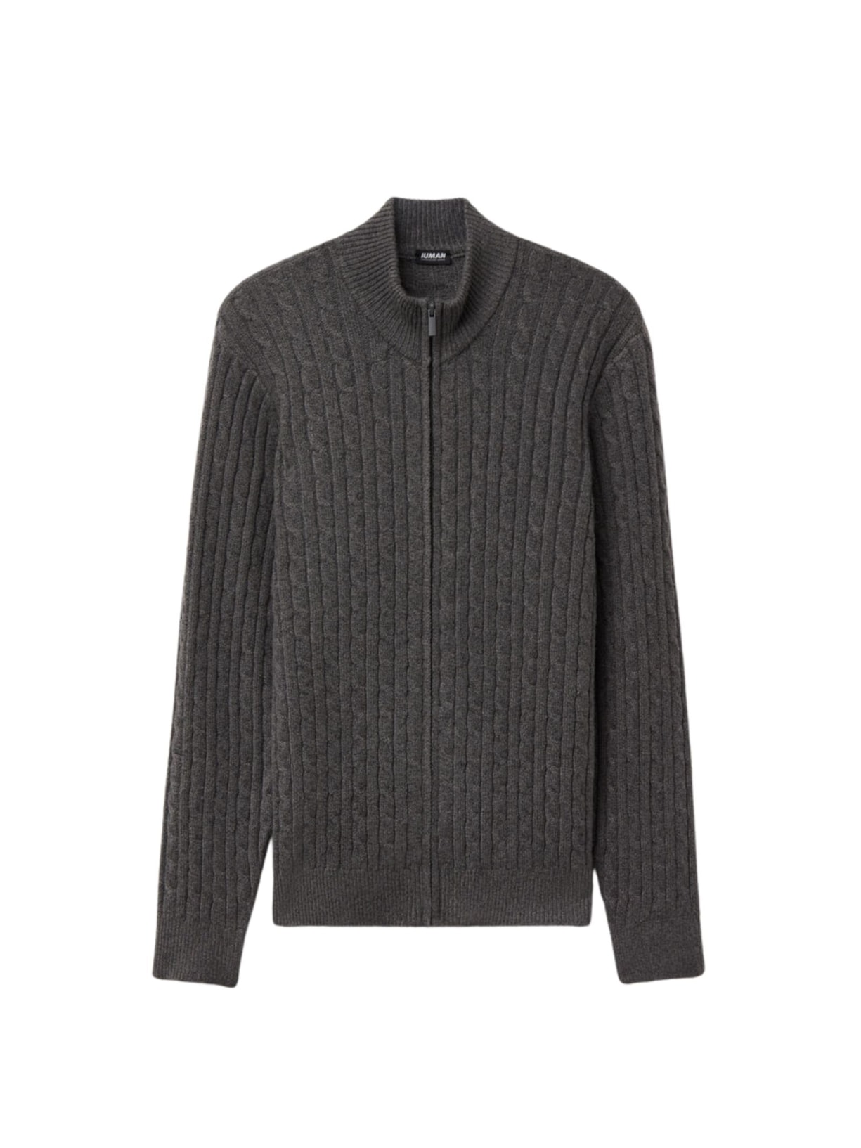 Suéter Em Tricô Trançado e Zíper Cinza Intimissimi