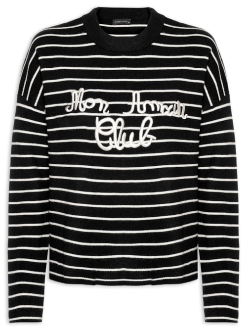 Suéter Estampado Feminino - Preto