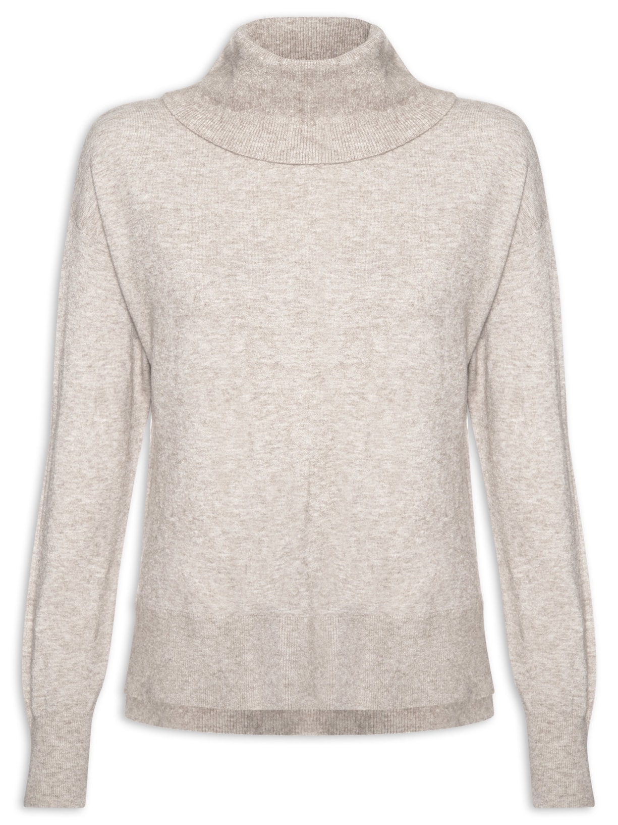 Suéter Feminino Alongado Em Tricot Bege Basiq
