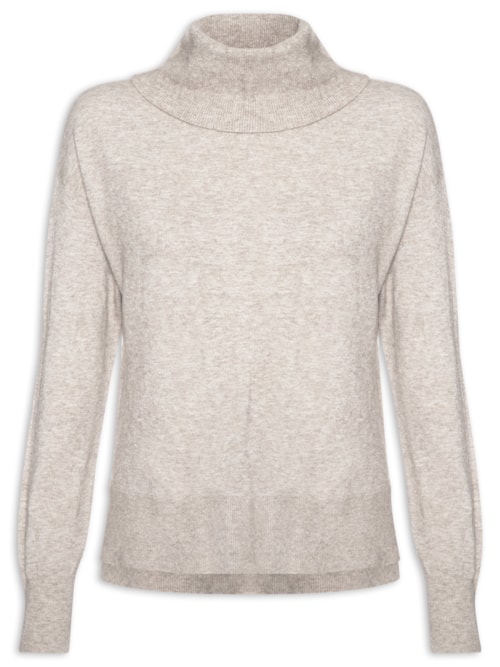 Suéter Feminino Alongado Em Tricot - Bege