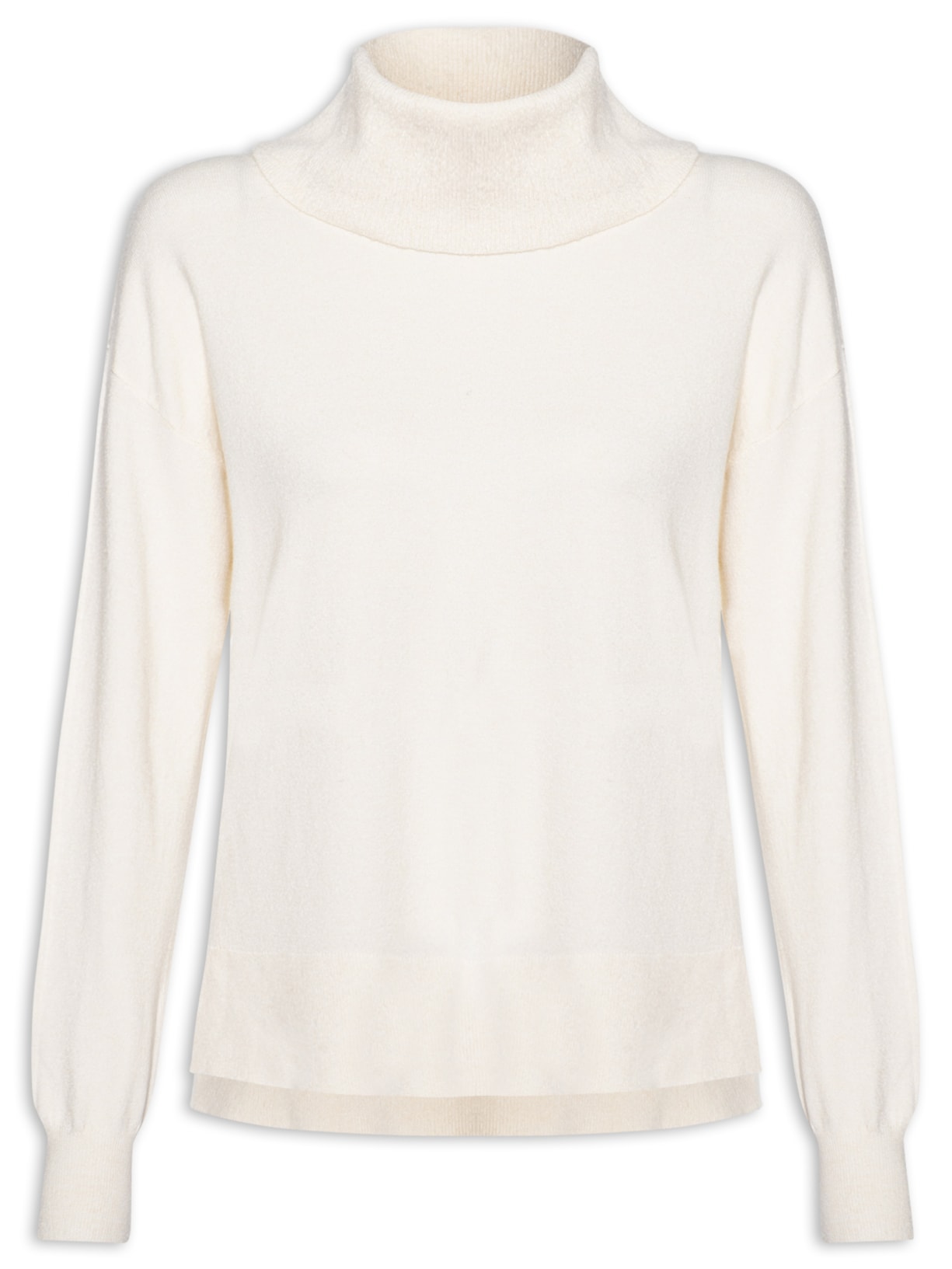 Suéter Feminino Alongado Em Tricot Off White Basiq