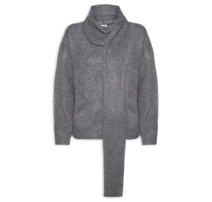 Suéter Feminino Amplo Com Gola Cachecol - Marrom