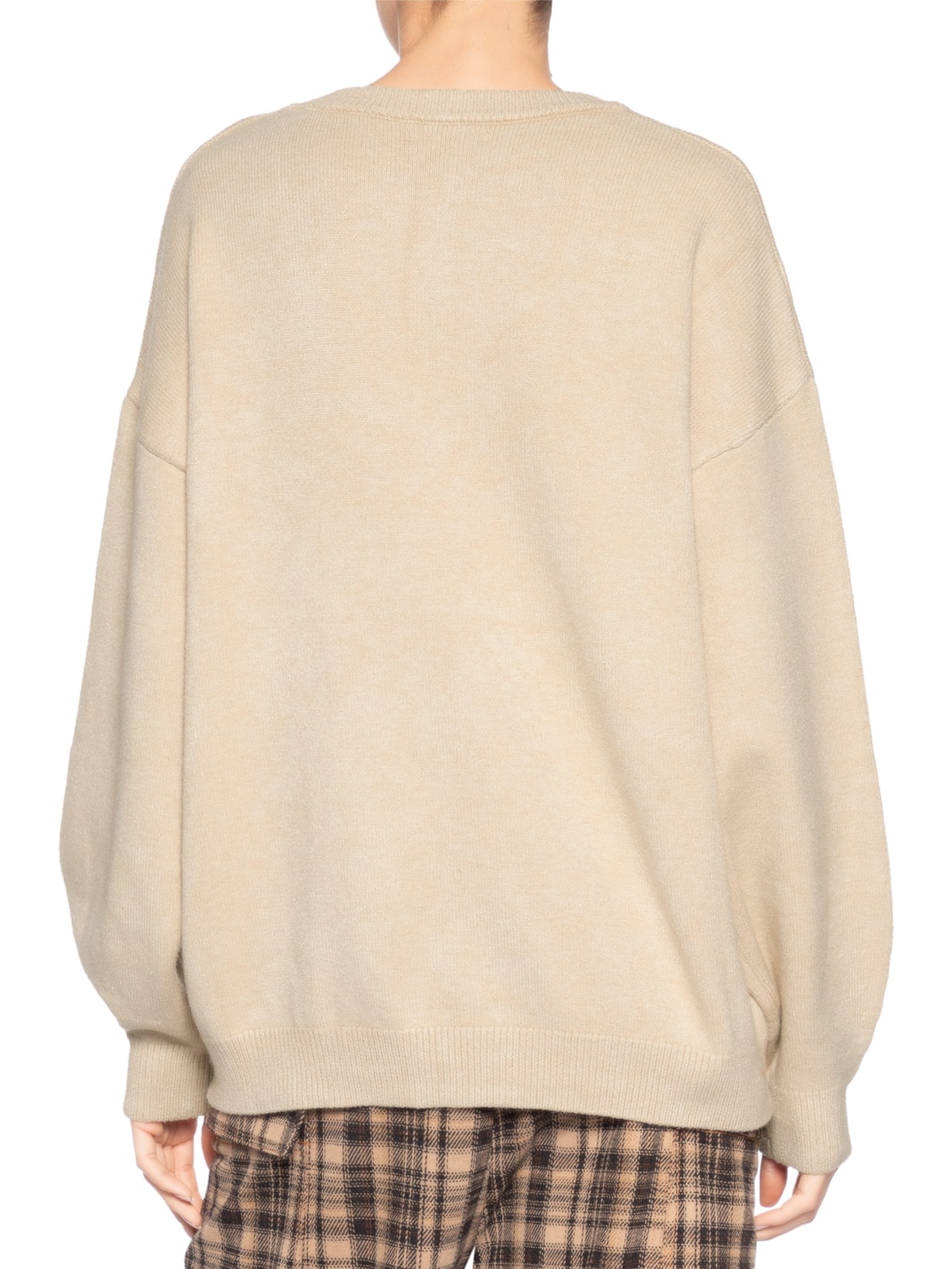 Suéter Feminino Amplo Gola V Em Tricot Bege '2Essential