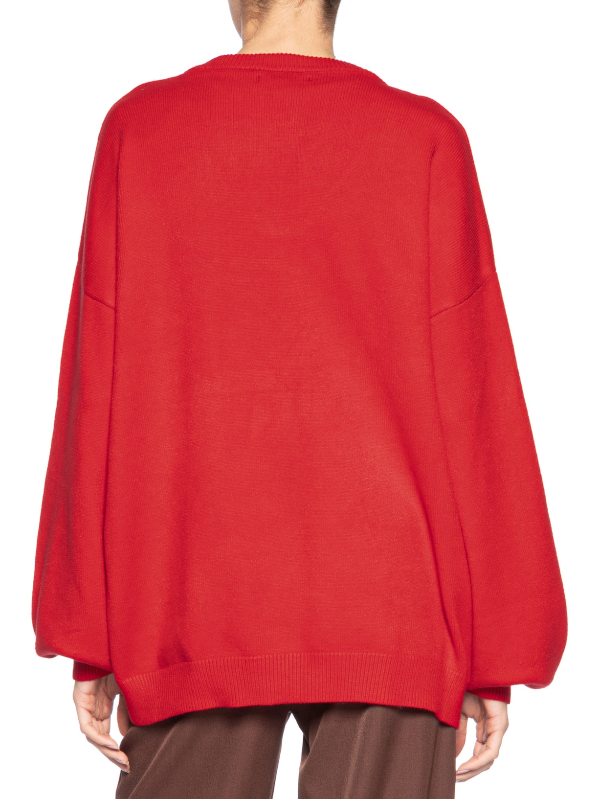 Suéter Feminino Amplo Gola V Em Tricot Vermelho '2Essential