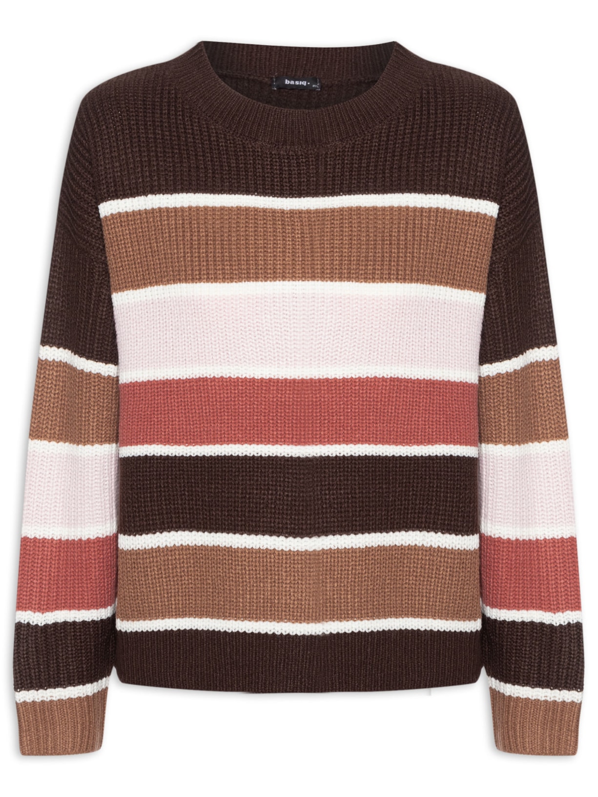 Suéter Feminino Amplo Listrado - Marrom