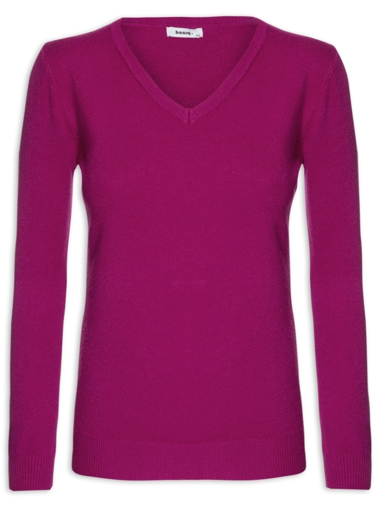 Suéter Feminino Básico Decote V - Rosa