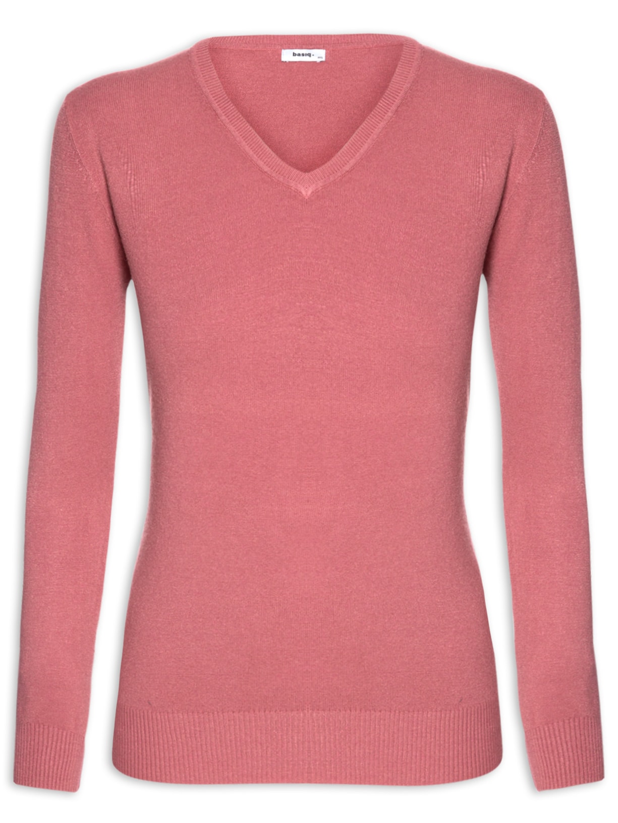 Suéter Feminino Básico Decote V - Rosa