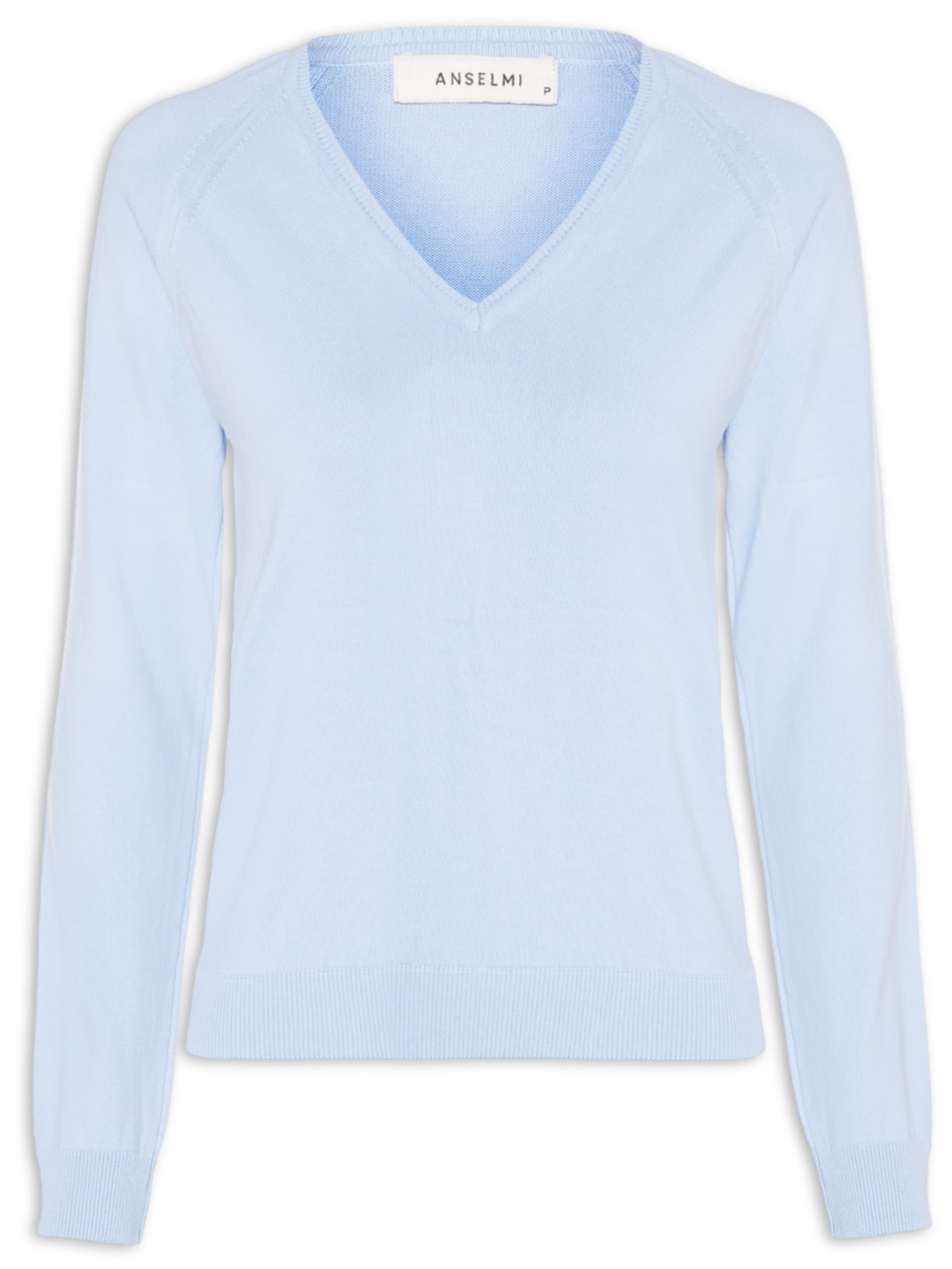 Suéter Feminino Básico Gola Em V - Azul