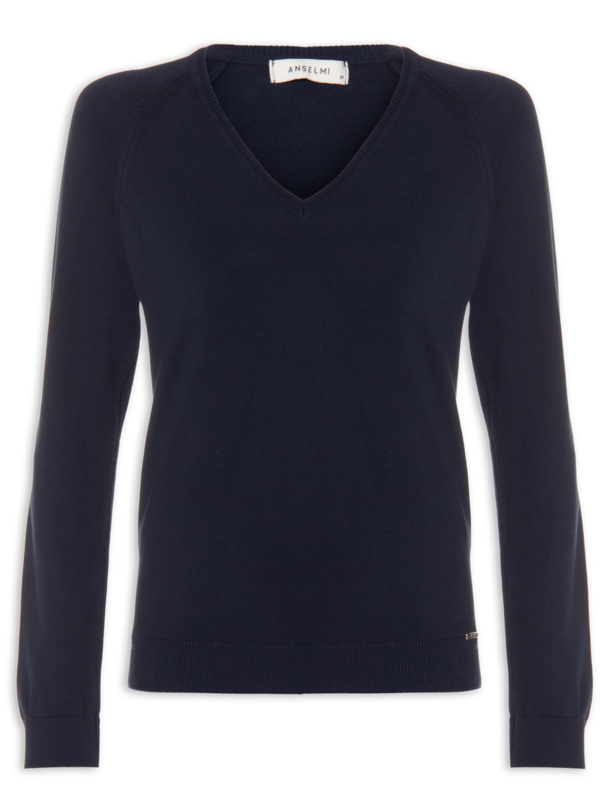 Suéter Feminino Básico Gola Em V - Azul