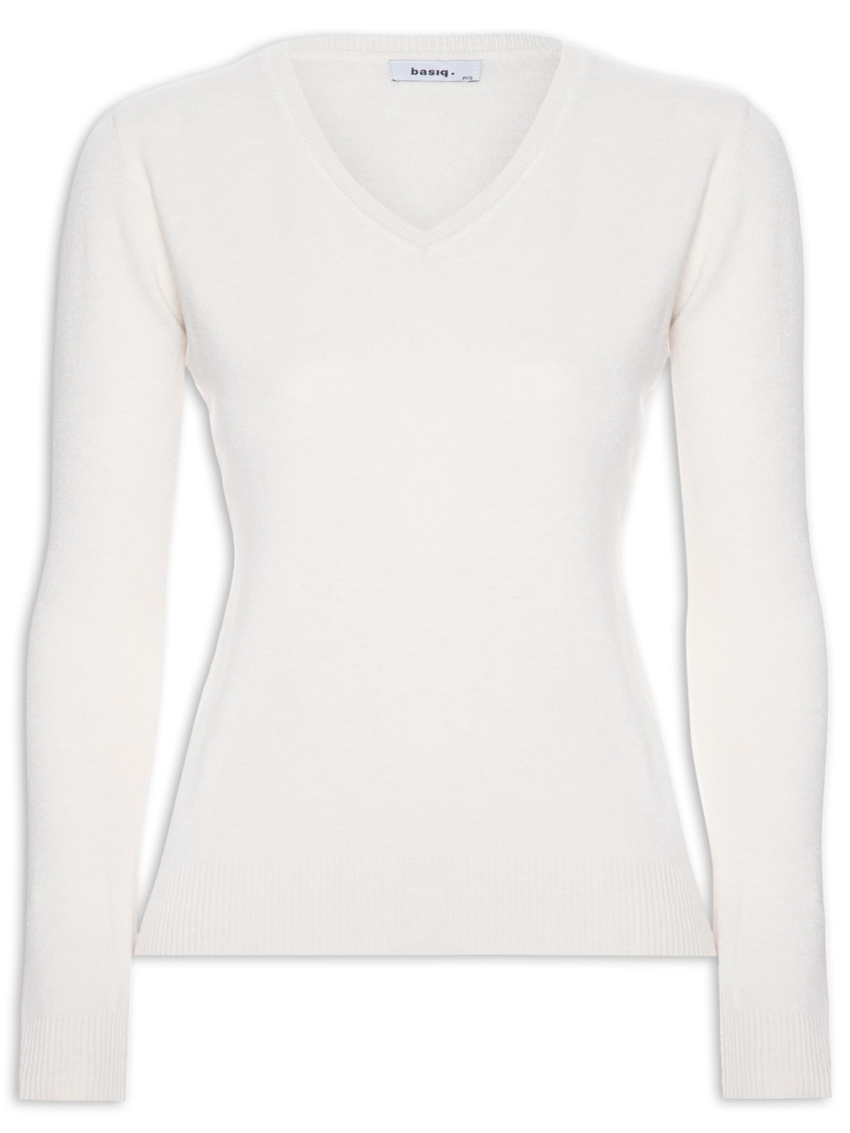 Suéter Feminino Básico Gola V - Off White