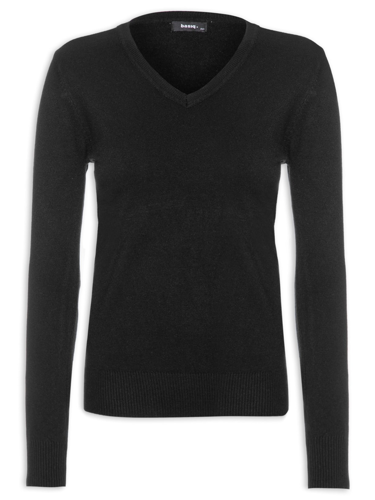 Suéter Feminino Básico Gola V - Preto