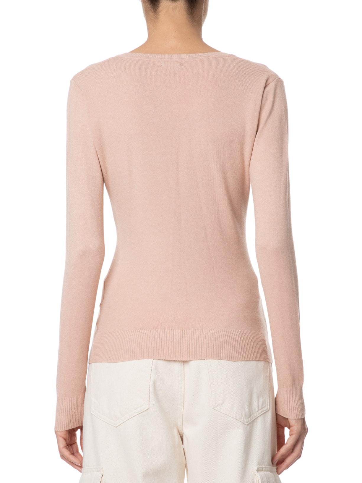 Suéter Feminino Básico Gola V Rosa Basiq