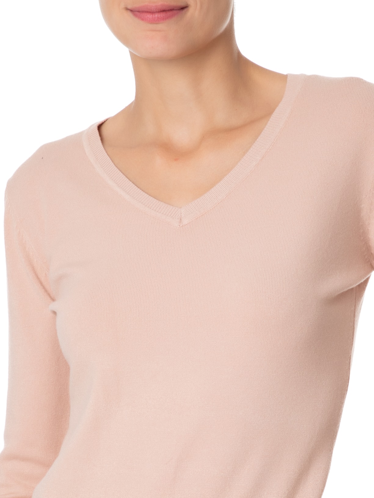 Suéter Feminino Básico Gola V Rosa Basiq