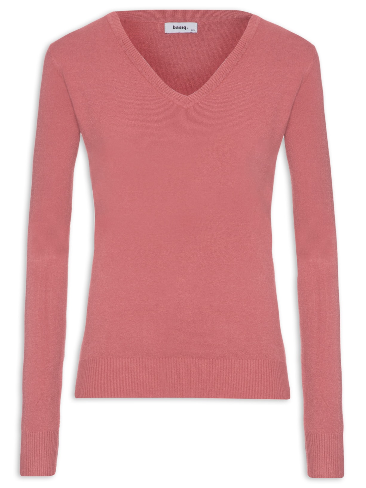 Suéter Feminino Básico Gola V - Rosa