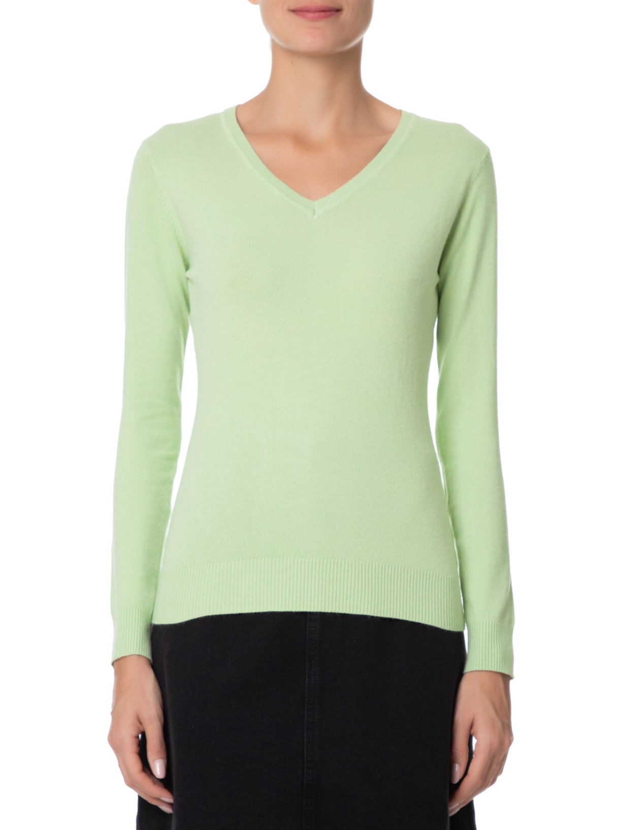 Suéter Feminino Básico Gola V Verde Basiq