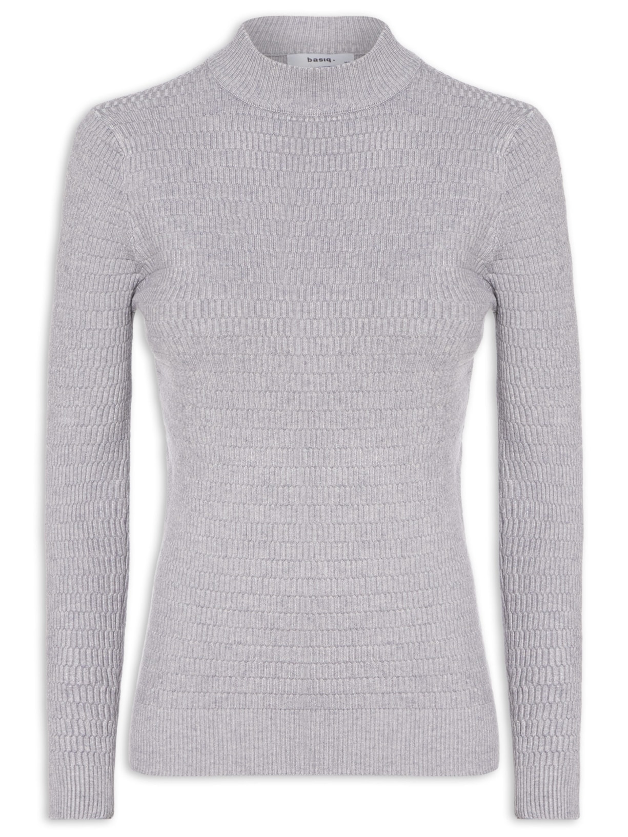 Suéter Feminino Básico Texturizado - Cinza