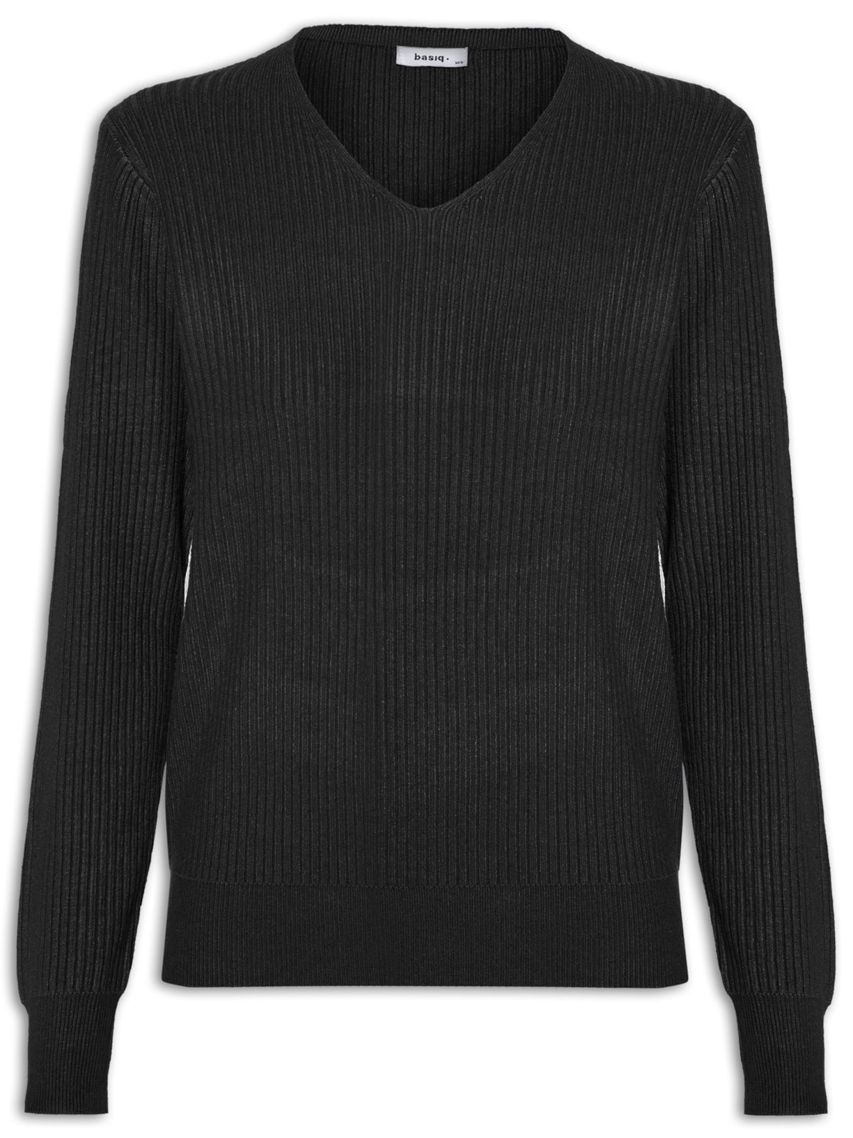 Suéter Feminino Básico Texturizado Gola V - Preto