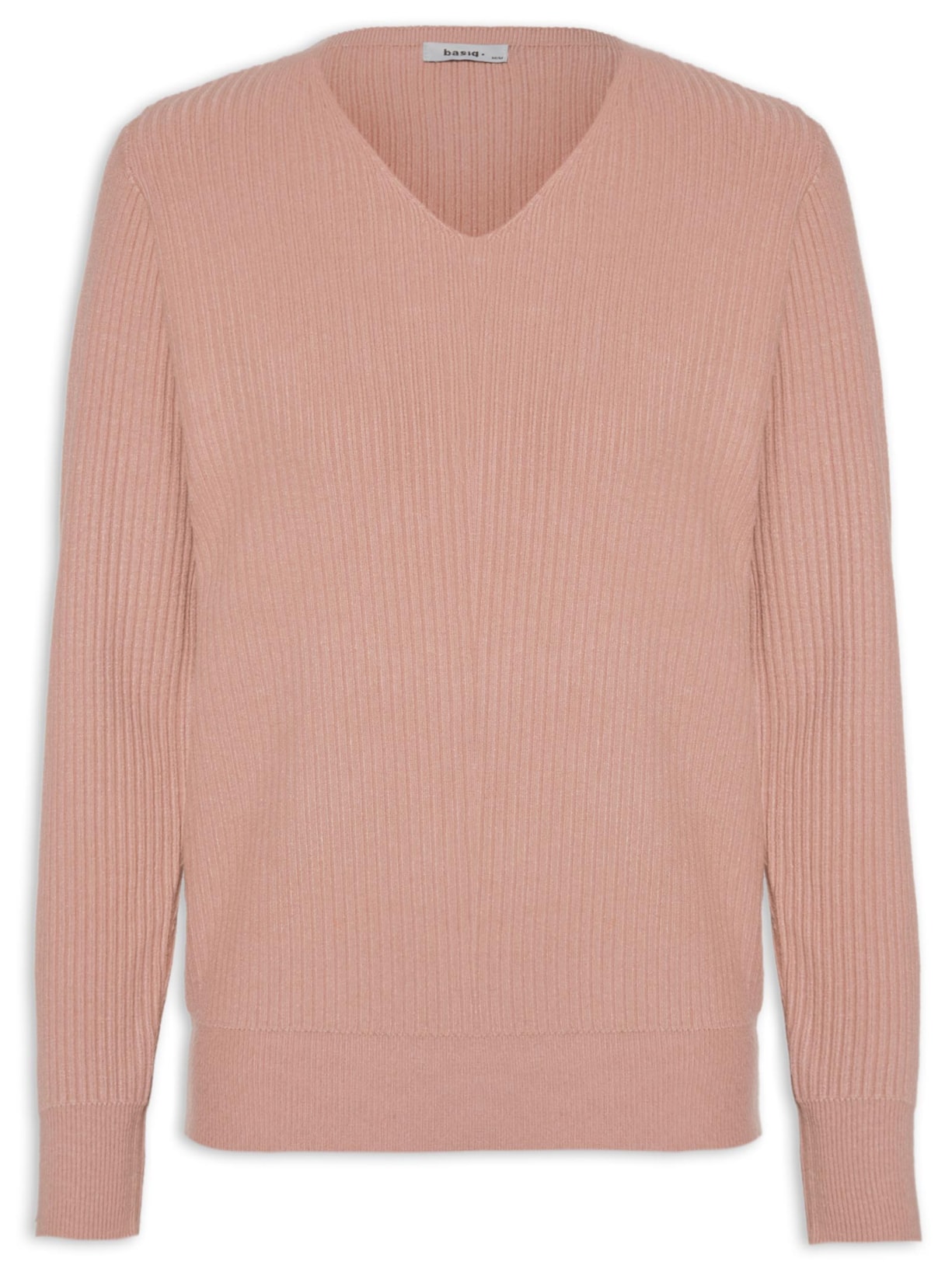 Suéter Feminino Básico Texturizado Gola V - Rosa