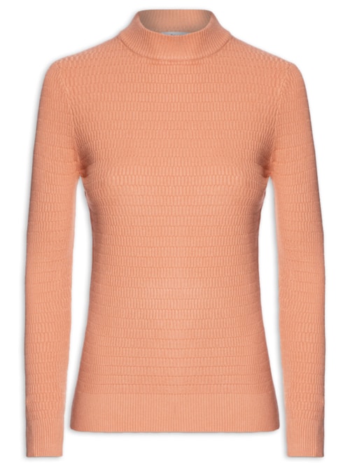 Suéter Feminino Básico Texturizado - Laranja