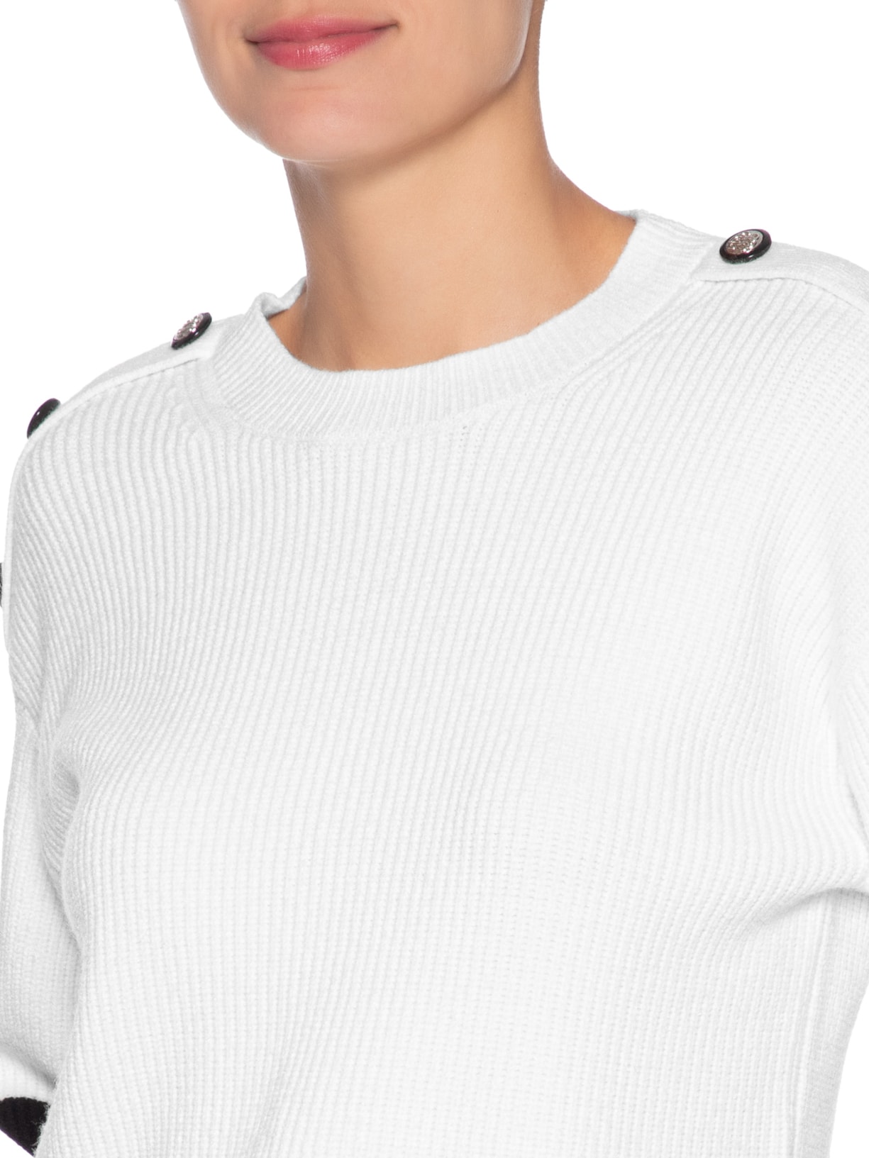 Suéter Feminino Bicolor Em Tricot   Branco Market 33