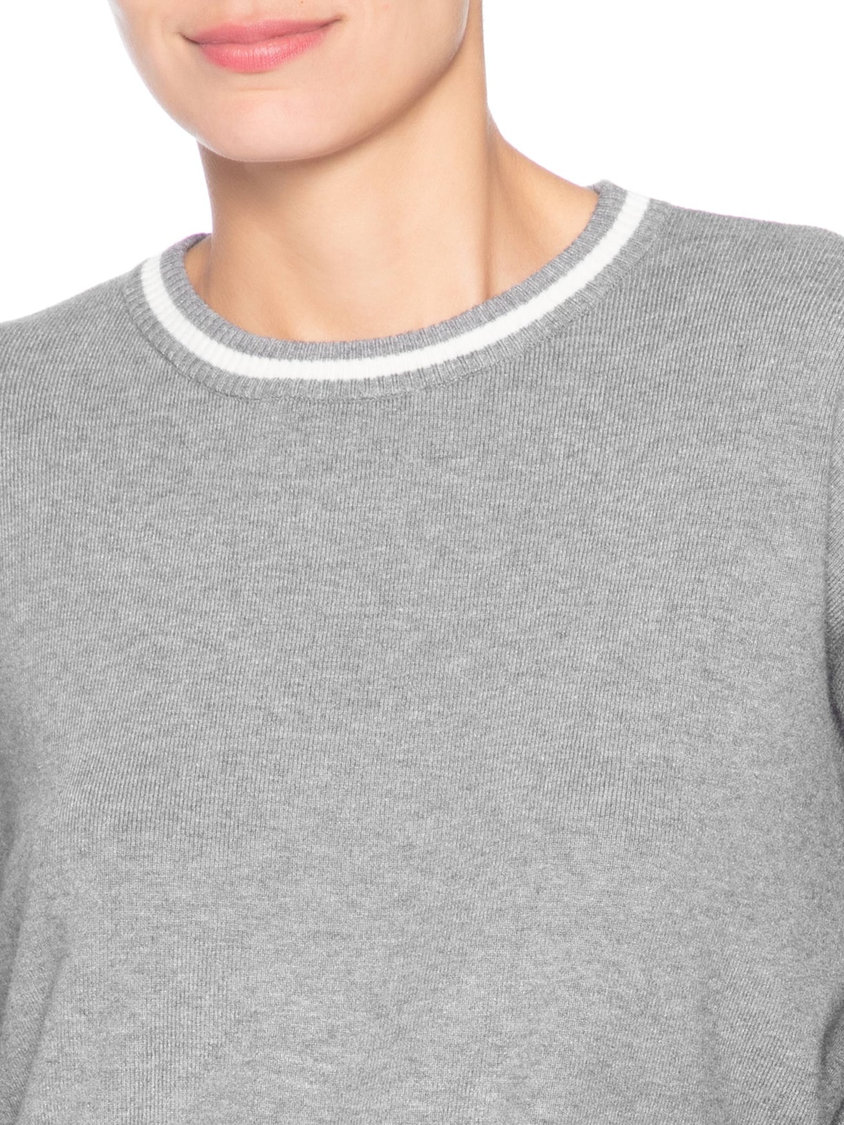 Suéter Feminino Bicolor Em Tricot Cinza Basiq