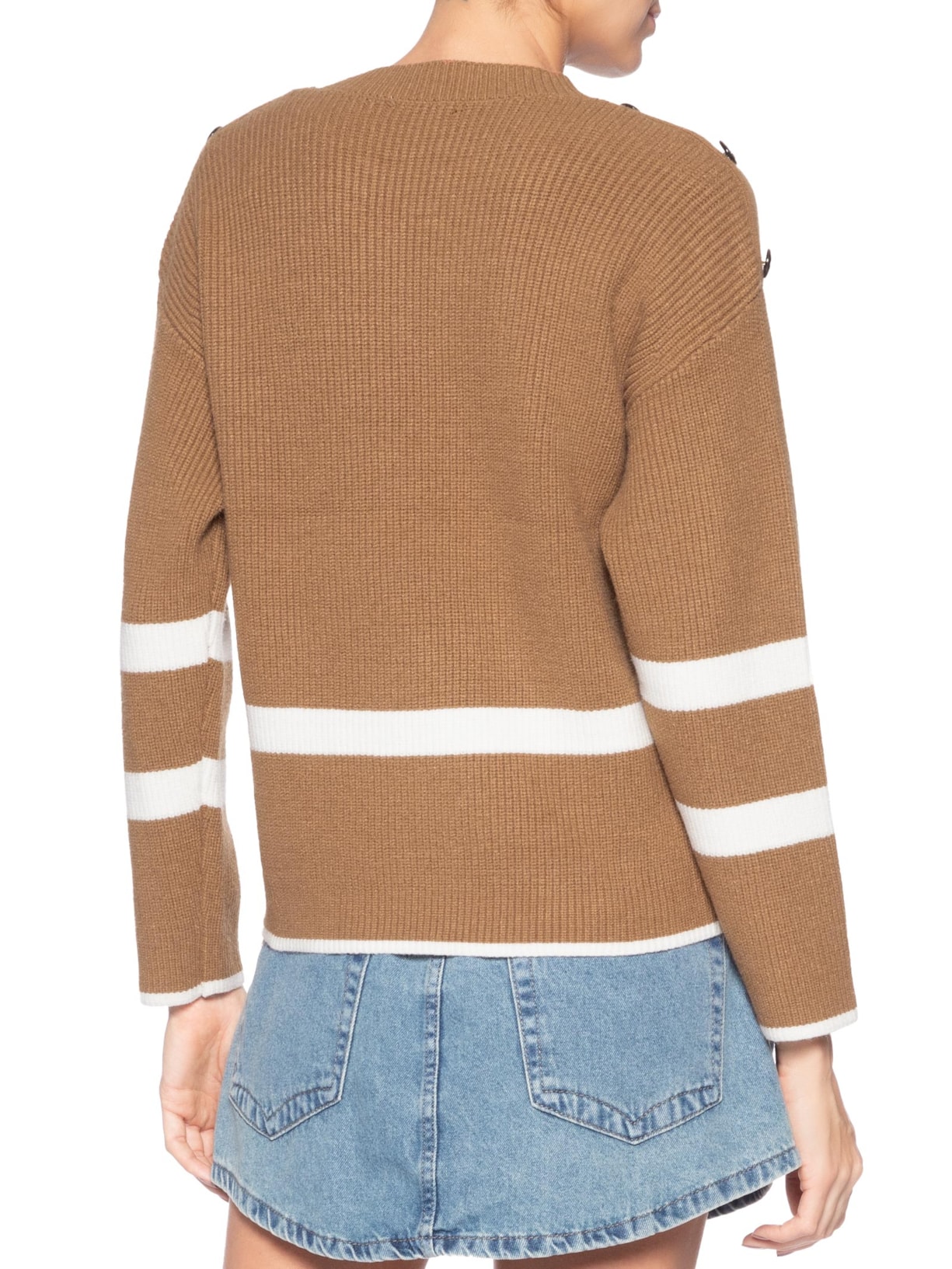 Suéter Feminino Bicolor Em Tricot  Marrom Market 33