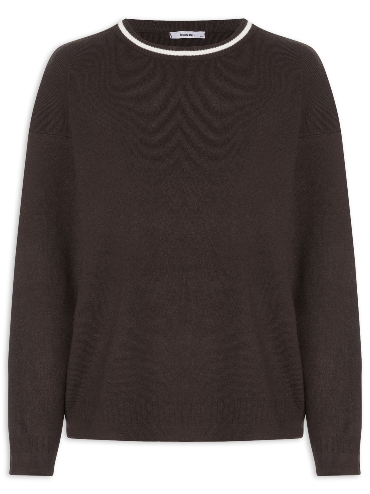 Suéter Feminino Bicolor Em Tricot - Marrom