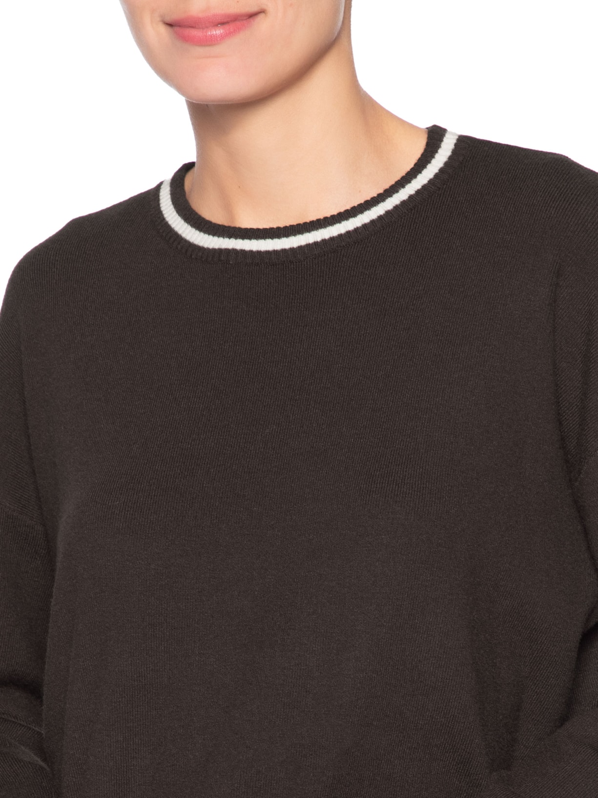 Suéter Feminino Bicolor Em Tricot Marrom Basiq