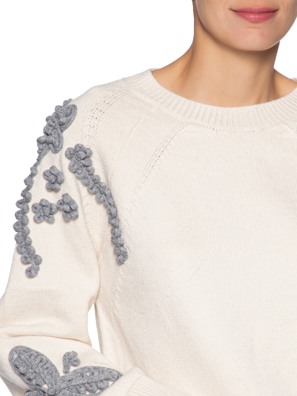 Suéter Feminino Bordado Em Tricot  Bege Market 33