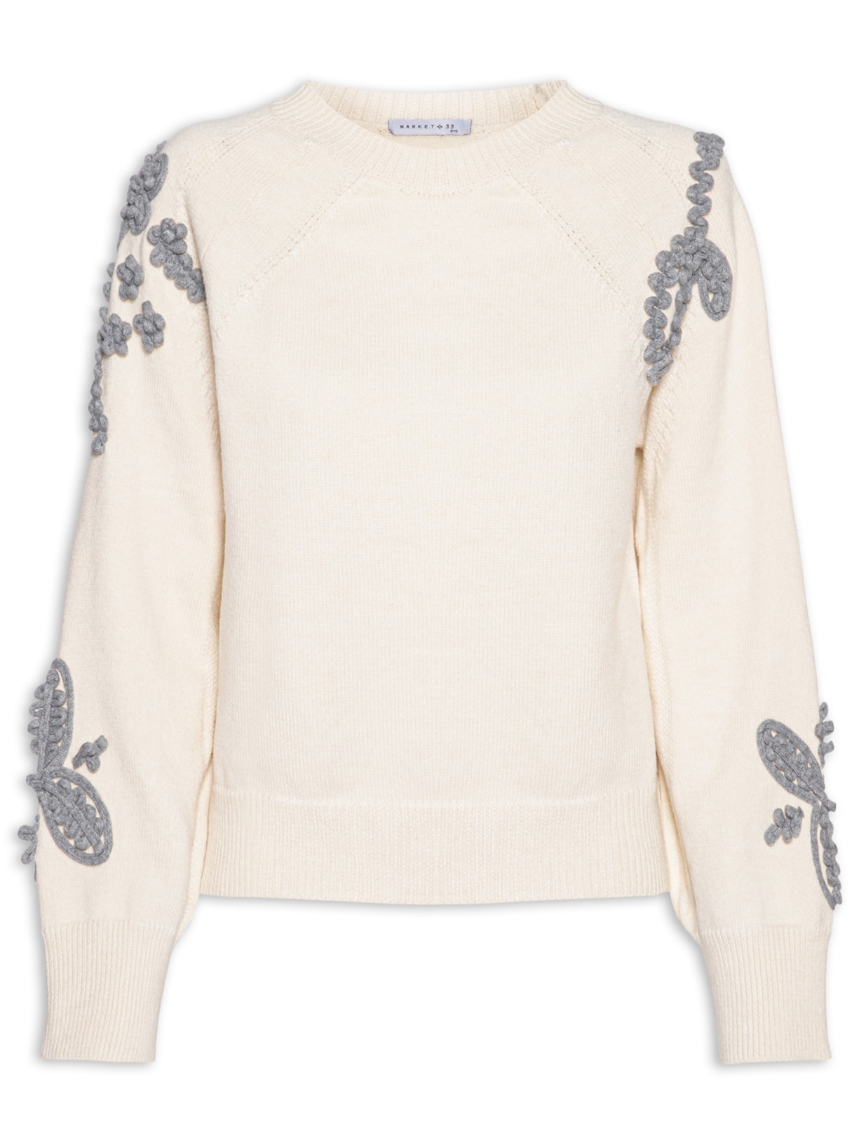 Suéter Feminino Bordado Em Tricot – Bege